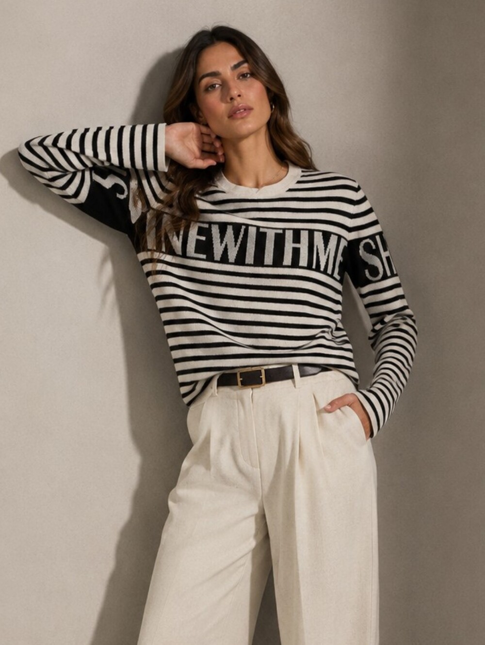Maje Paris Stripe Black/white knit Sweater French Girl Quiet Luxury Minimalist
